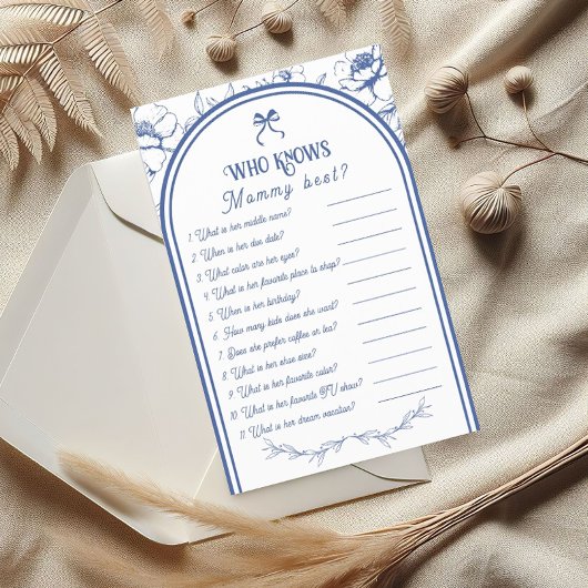 Blue Floral Ornament  Baby shower Game Flyer