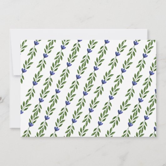 Blue Floral Oval Lijst Foto geboortedatum Aankondiging (Achterkant)