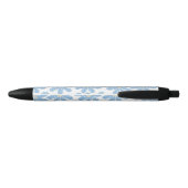 Blue Floral Patroon - Gepersonaliseerde zwarte pen (Achterkant)