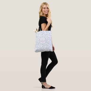 Blue Floral Pattern All-Over-Print Canvas tas