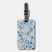 Blue Floral Pattern Antiek Asian Design Bagagelabel (Voorkant verticaal)