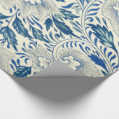 Blue Floral Pattern Antiek Asian Design Cadeaupapier (Hoek)
