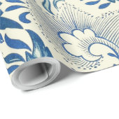 Blue Floral Pattern Antiek Asian Design Cadeaupapier (Rol Hoek)