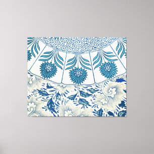 Blue Floral Pattern Antiek Asian Design Canvas Afdruk