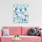 Blue Floral Pattern Antiek Asian Design Canvas Afdruk (Insitu (Woonkamer))