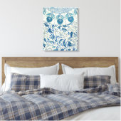 Blue Floral Pattern Antiek Asian Design Canvas Afdruk (Insitu (Slaapkamer))