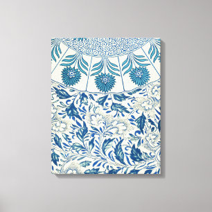 Blue Floral Pattern Antiek Asian Design Canvas Afdruk