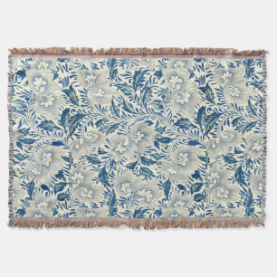 Blue Floral Pattern Antiek Asian Design Deken