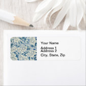 Blue Floral Pattern Antiek Asian Design Etiket (Insitu)