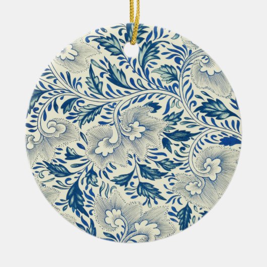 Blue Floral Pattern Antiek Asian Design Keramisch Ornament (Voorkant)