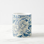Blue Floral Pattern Antiek Asian Design Koffiemok (Center)