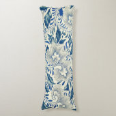 Blue Floral Pattern Antiek Asian Design Lichaamskussen (Voorkant Verticaal)