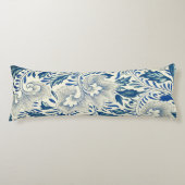 Blue Floral Pattern Antiek Asian Design Lichaamskussen (Voorkant)