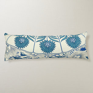 Blue Floral Pattern Antiek Asian Design Lichaamskussen