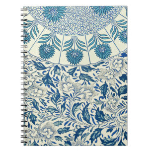 Blue Floral Pattern Antiek Asian Design Notitieboek