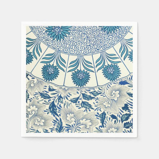 Blue Floral Pattern Antiek Asian Design Servetten (Voorkant)
