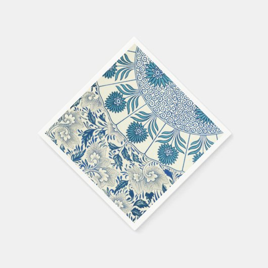 Blue Floral Pattern Antiek Asian Design Servetten (Hoek)