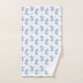 Blue Floral Pattern Bad Handdoek (Handdoek)