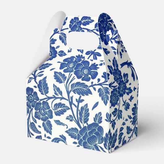 Blue Floral Pattern Bedankdoosjes (Voorkant Zijde)