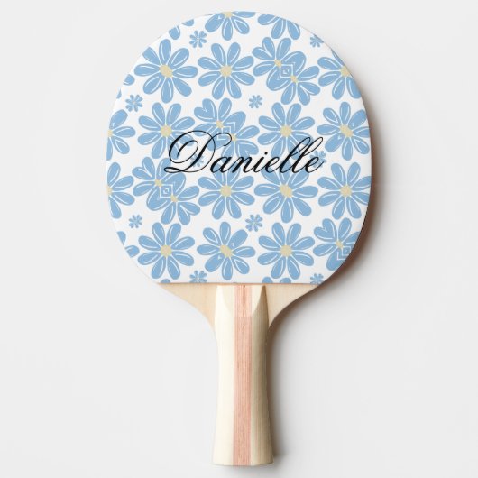 Blue Floral Pattern - Custom Ping Pong Paddle Tafeltennisbatje (Voorkant)
