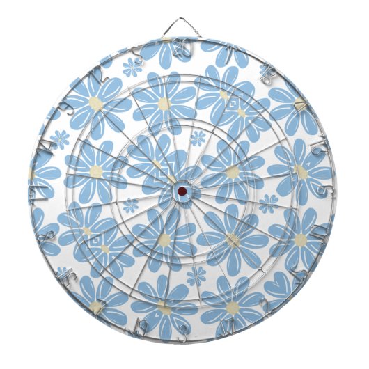 Blue Floral Pattern - Dartboard Dartbord (Voorkant)