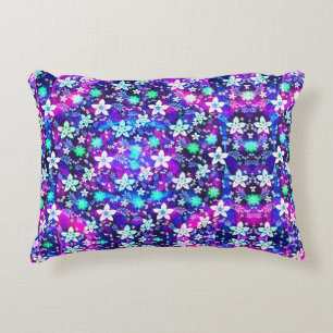 Blue Floral Pattern - Edelweiss Flower Geometric Accent Kussen