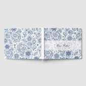 Blue Floral Pattern Funeral Gastboek Gastenboek (Volledig)