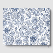 Blue Floral Pattern Funeral Gastboek Gastenboek (Achterkant)