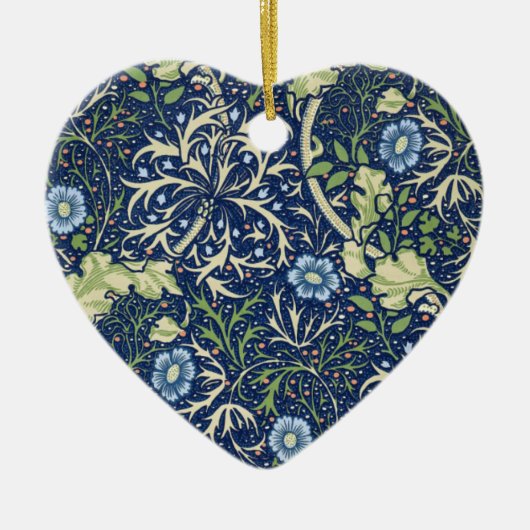Blue Floral Pattern Keramisch Ornament (Voorkant)