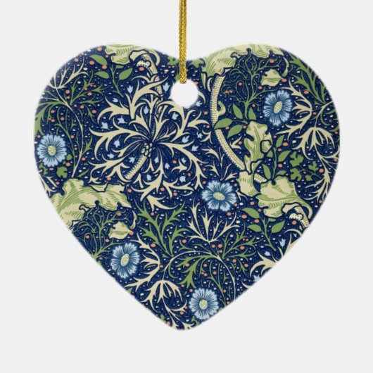 Blue Floral Pattern Keramisch Ornament (Achterkant)