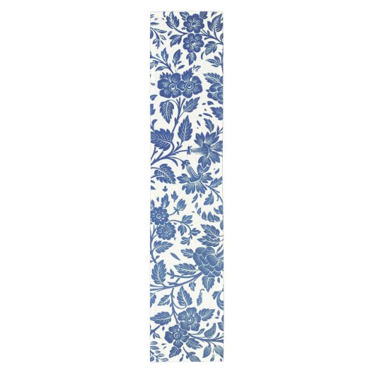 Blue Floral Pattern Korte Tafelloper (Voorkant)