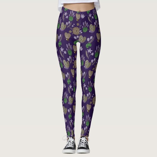 Blue Floral Pattern Leggings (Voorkant)