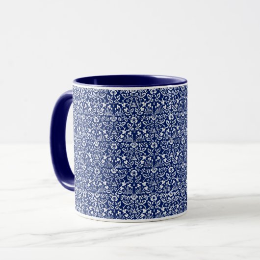 Blue Floral Pattern Mok (Voorkant links)