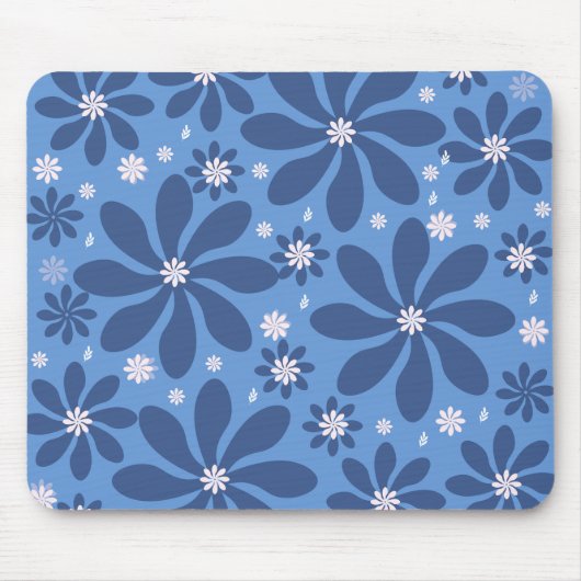 Blue Floral Pattern Muismat – stijlvolle toegang t (Voorkant)