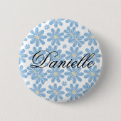Blue Floral Pattern - Persoonlijke Button (Voorkant)