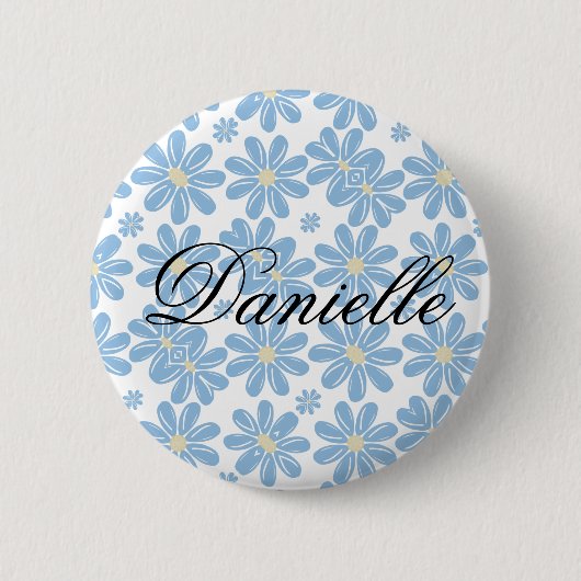 Blue Floral Pattern - Persoonlijke Button (Voorkant)