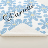 Blue Floral Pattern - Persoonlijke Sherpa Blanket Deken (3/4)