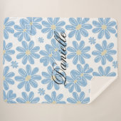 Blue Floral Pattern - Persoonlijke Sherpa Blanket Deken (Voorkant (horizontaal))
