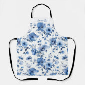 Blue Floral Pattern Schort (Voorkant)