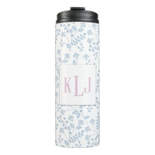 Blue Floral Pattern Thermal Tumbler Thermosbeker