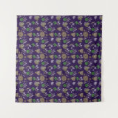 Blue Floral Pattern Wandkleed (Voorkant (horizontaal))