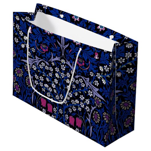 Blue Floral Pattern, William Morris Large Groot Cadeauzakje (Voorkant Gekanteld)