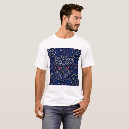 Blue  Floral Pattern, William Morris T-shirt (Voorkant volledig)