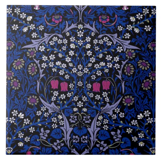 Blue Floral Pattern, William Morris Tegeltje (Voorkant)