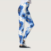 Blue Floral Pattern with Gold Accents Leggings (Rechts)