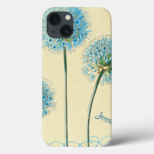 Blue Floral-persoonlijke iPad-draagtas iPhone 13 Hoesje