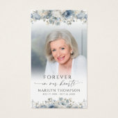 Blue Floral Photo Funeral Prayer Card (Devant)