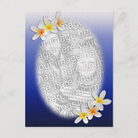 Blue Floral Photo Template Briefkaart (Voorkant)