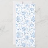 Blue Floral Porcelain Bridal Shower Menu Cards (Dos)