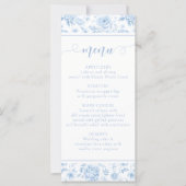 Blue Floral Porcelain Bridal Shower Menu Cards (Devant)